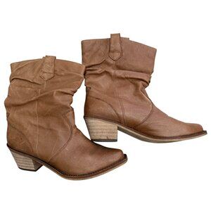 Steve Madden Womens P. Wesst Brown Leather Western Ankle Boots Size 6.5